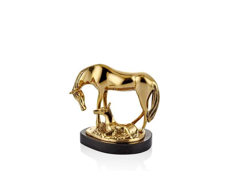 LMD HORSE FAMILY ANTIQUE GOLD 18X13X17CM