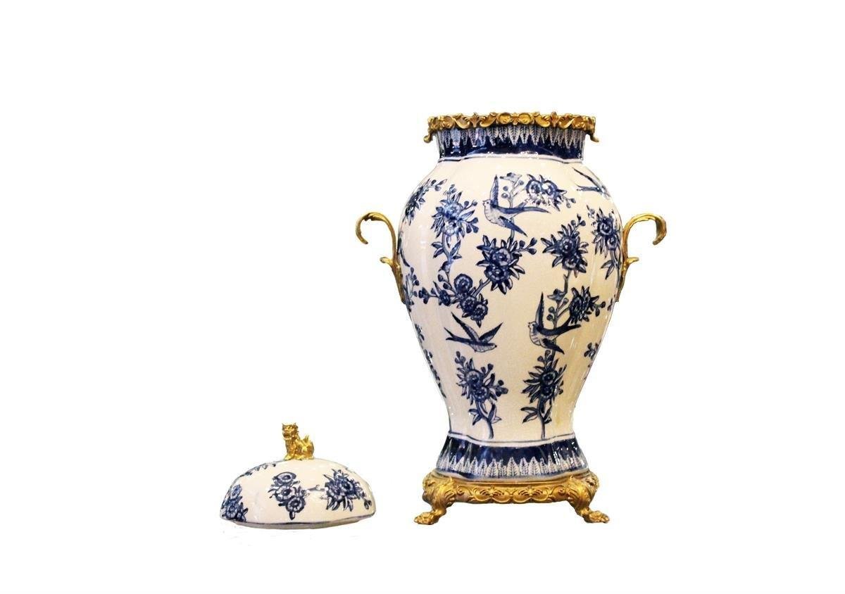 LMD ILITYA BLEU BLANC VAZOLMD WHITE BALLS KULPLU BEYAZ GOLD SERVIS TABAĞI 36X40X11CM