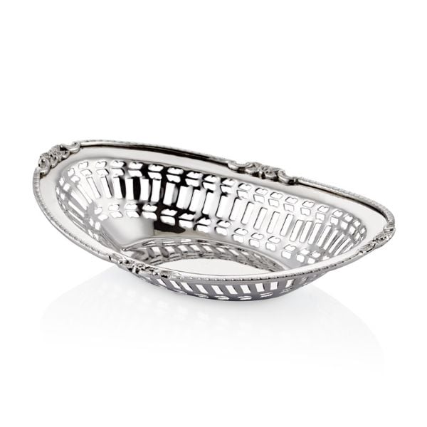 Lmd Jaalı Oval Gümüş Ekmeklik 24X17X5,5 Cm