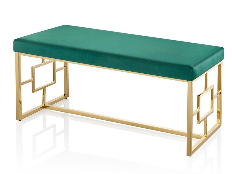 LMD LUNA YESIL ALTIN METAL DIKDORTGEN KOLTUK 99X46 CM (1)
