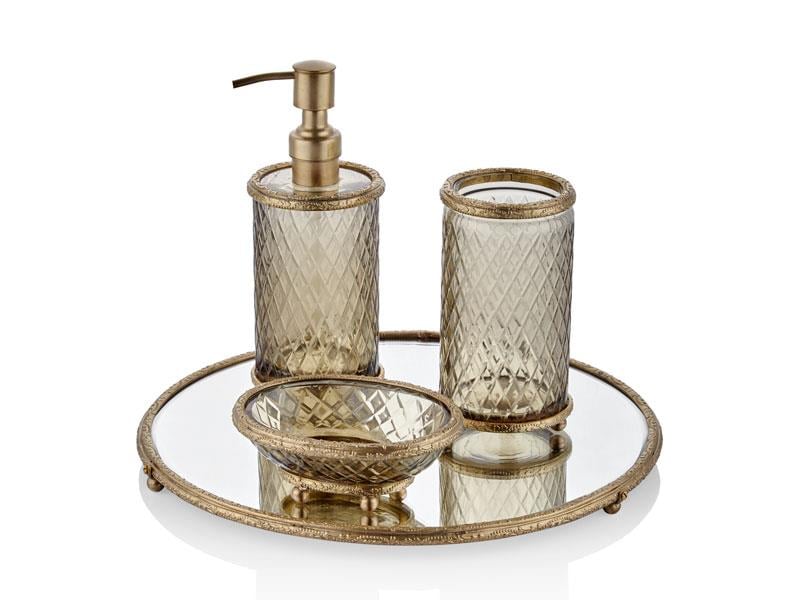 LMD MODEST ANTIK GOLD FUME CAMLI BANYO TAKIMI