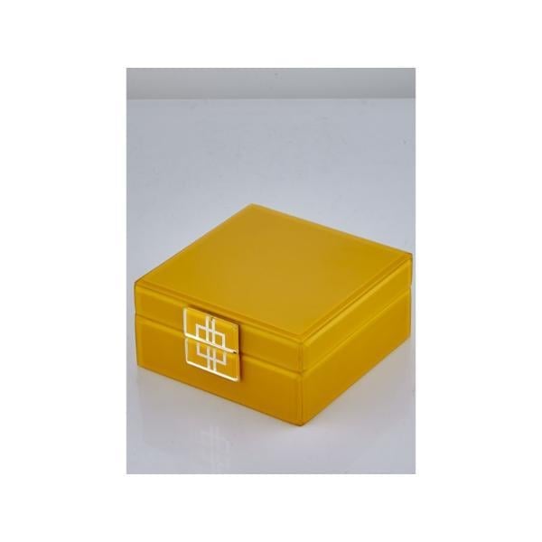LMD MUSTARD YELLOW SMALL SQUARE BOX 16X16X8CM