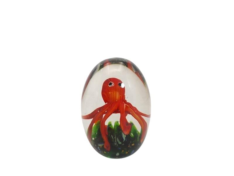 LMD OCTOPUS RED GREEN GLASS DECOR 9X9X11CM