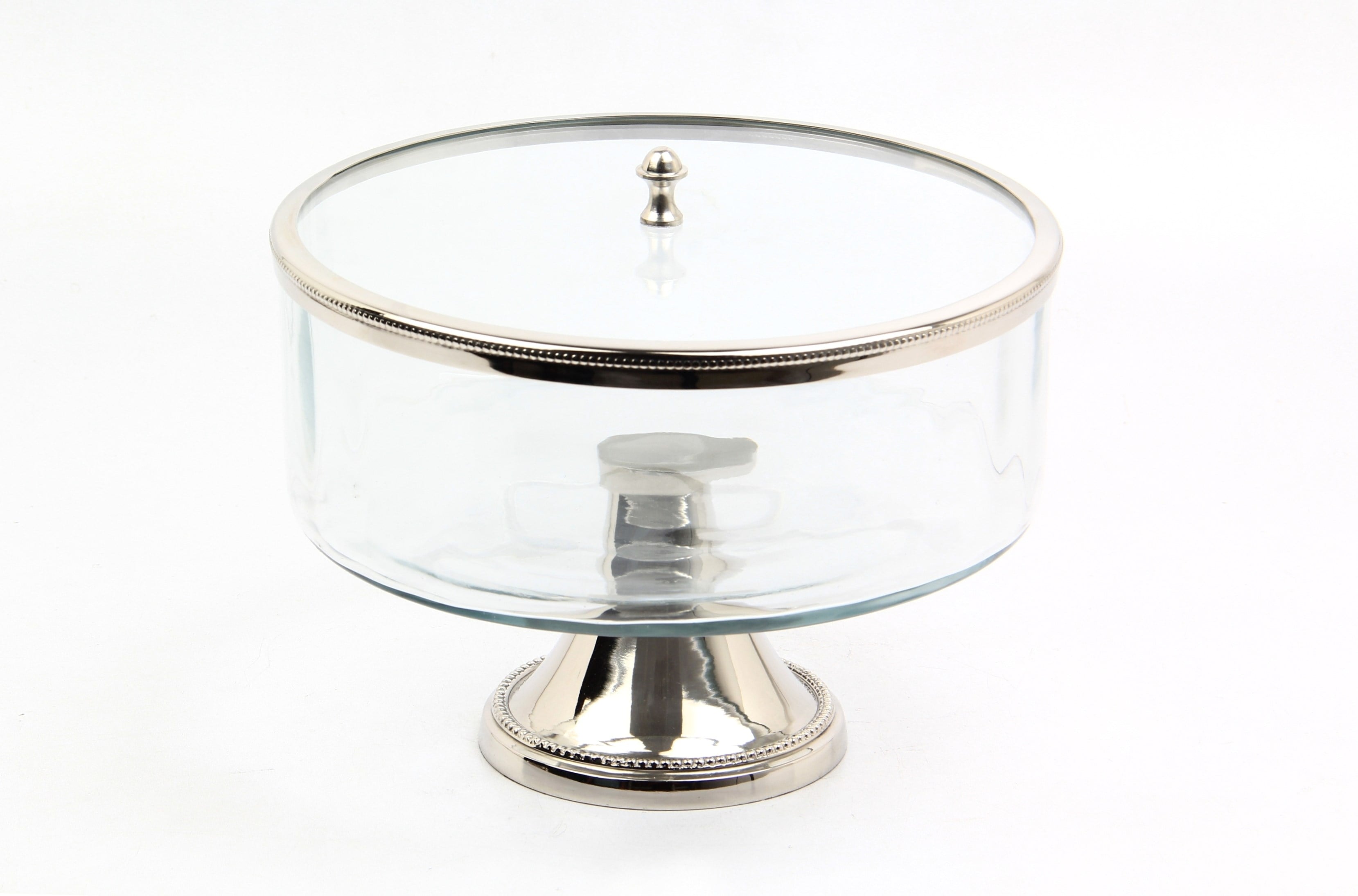 Lmd Optık Cam Ayaklı Buyuk Nıkel Kavanoz 26,5x26,5x22,5 Cm