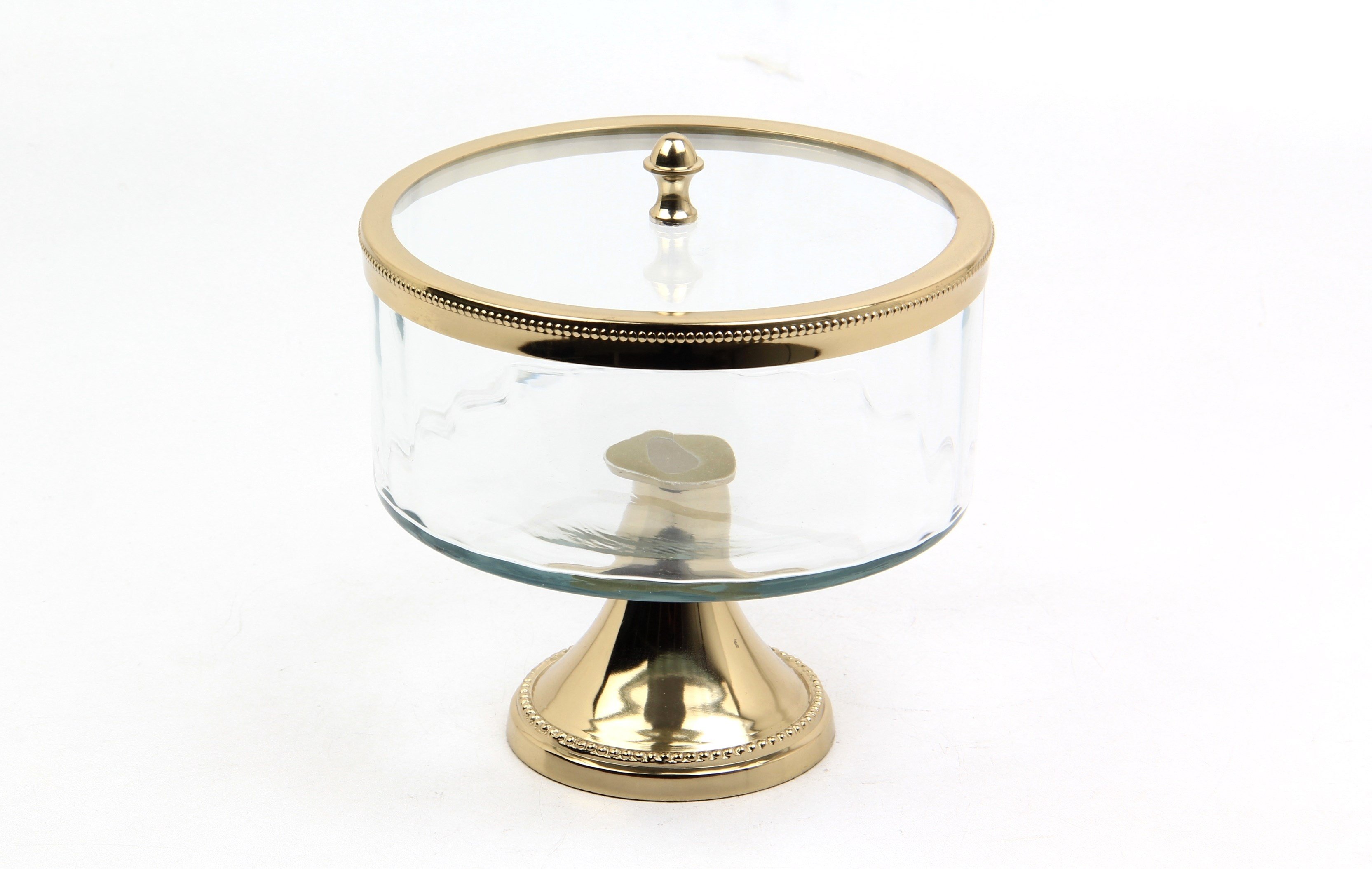 Lmd Optık Cam Ayaklı Orta Boy Gold Kavanoz 18,5x18,5x21 Cm