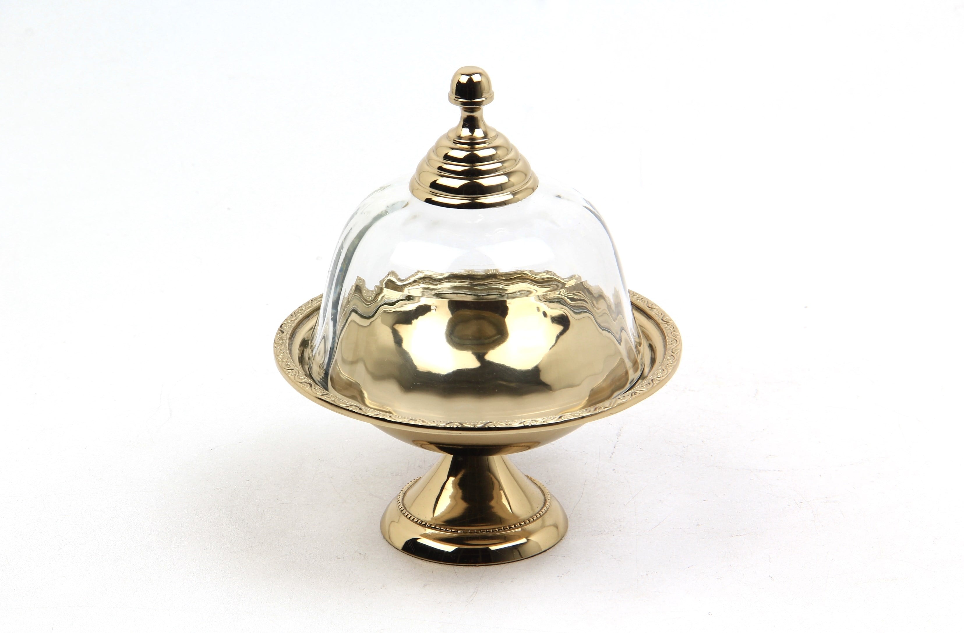 Lmd Optık Cam Kapaklı Ayaklı Mını Gold Stand 13,8x13,8x16,5 Cm