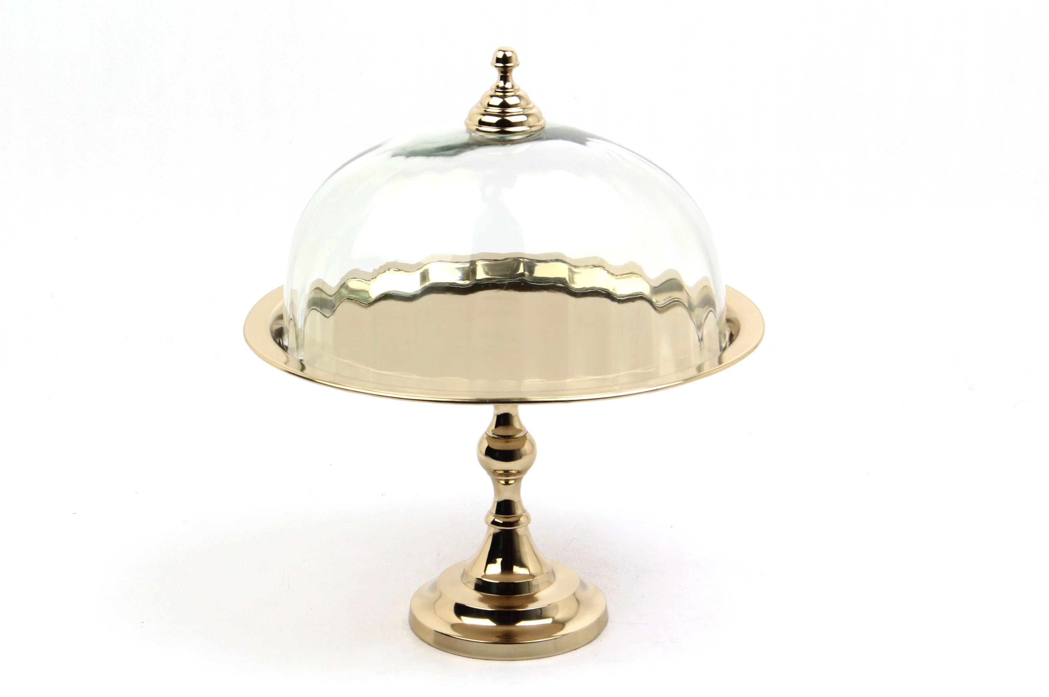 Lmd Optık Cam Oval Gold Ayaklı Kucuk Kek Standı 20,5x24,5x32,5 Cm