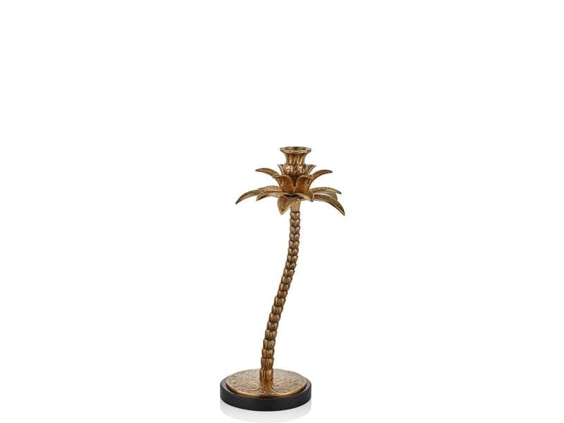 LMD PALM SMALL MEDİUM CANDLE STAND ANTIQUE BRASS 15.5X15.5X33 CM