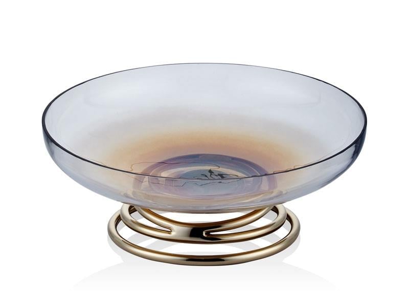 LMD PLAYFUL GOLD FOOTED SHALLOW BOWL 39X39X16CM
