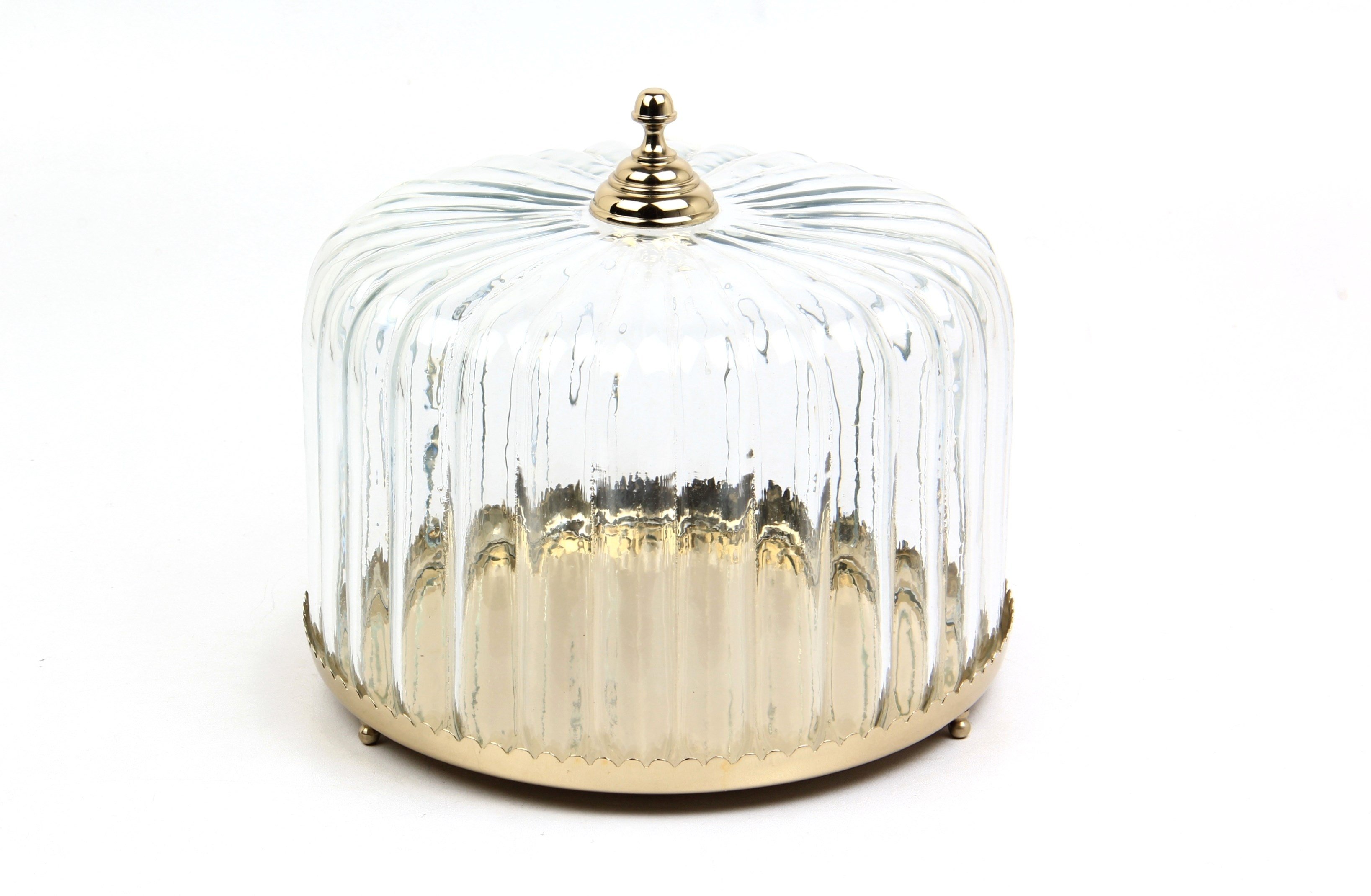 Lmd Rıbbed Dome Gold Kek Standı 28x28x22 Cm
