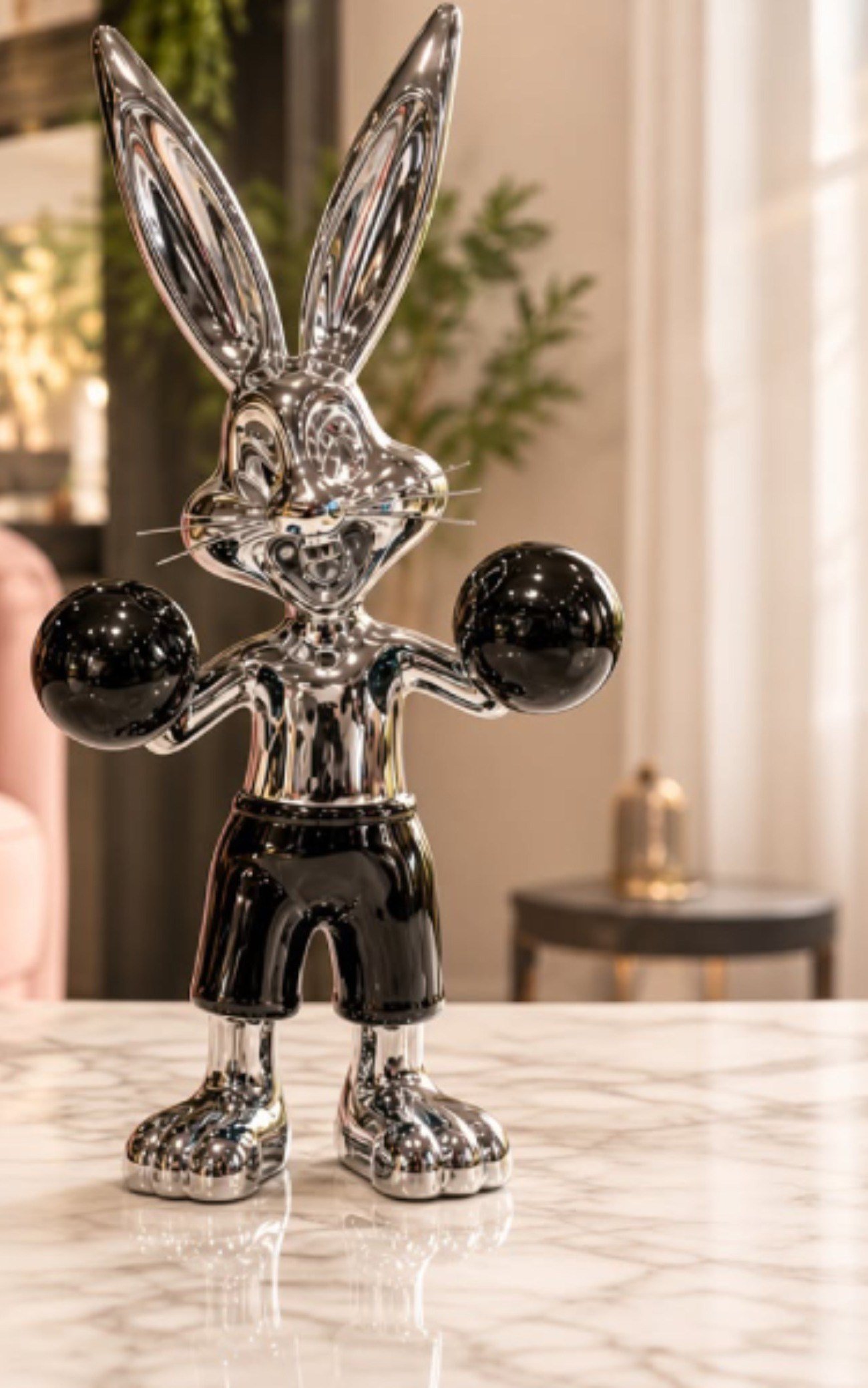 Lmd Sıyah Eldıvenlı Gumus Bugs Bunny Kucuk Boy 16x17x32 Cm