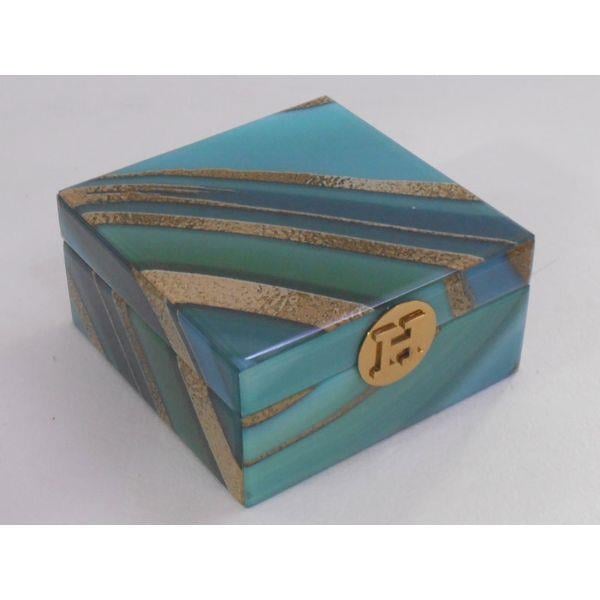 LMD TIFFANY GREEN AGATE LARGE SQUARE BOX 21X21X10 CM