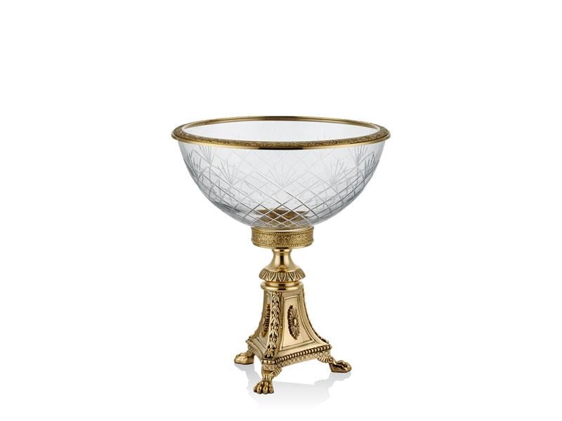 LMD TRIANGLE BASE GLASS DISH ANTIQUE GOLD 33X42 CM