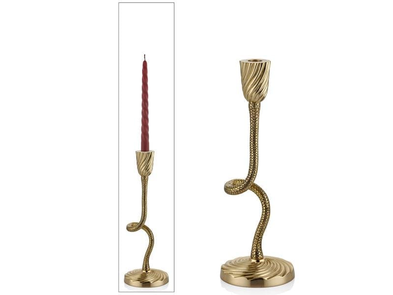 LMD TWISTED MEDIUM CANDLE STAND ANTIQUE GOLD 35,5CM