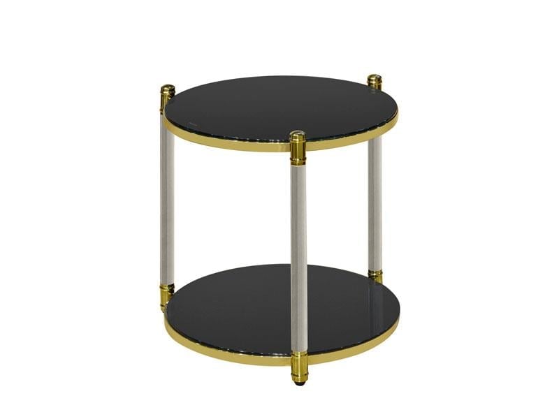 LMD WELLS YUVARLAK YAN SEHPA  GOLD ÇİFT SİYAH CAMLI 50X53 CM