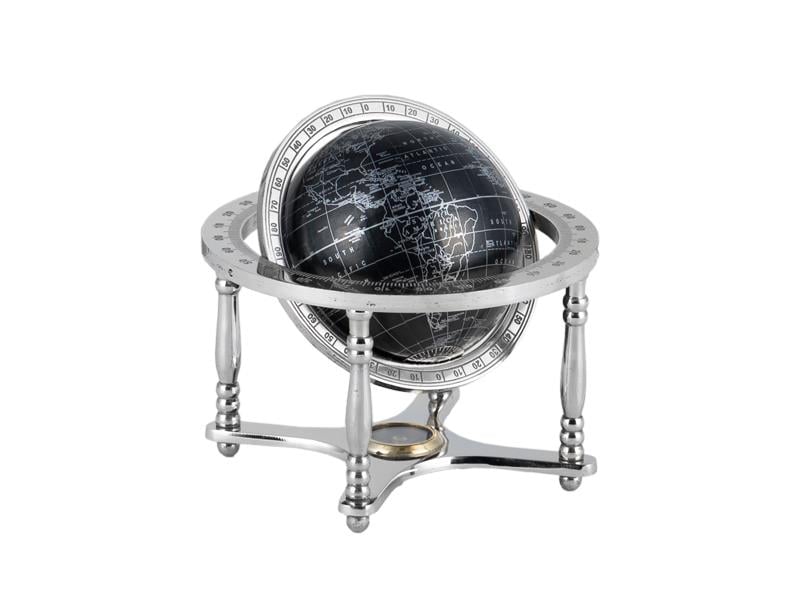 LMDR ARMILLARY WITH GLOBE AND COMPASS NICKEL BLACK 16,5X16,5X17 CM