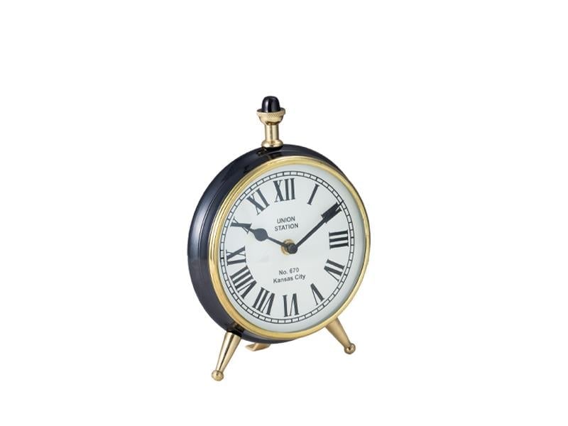 LMDR BLACK NICKEL SHINY BRASS TABLE CLOCK 8X17,5X22,5 CM