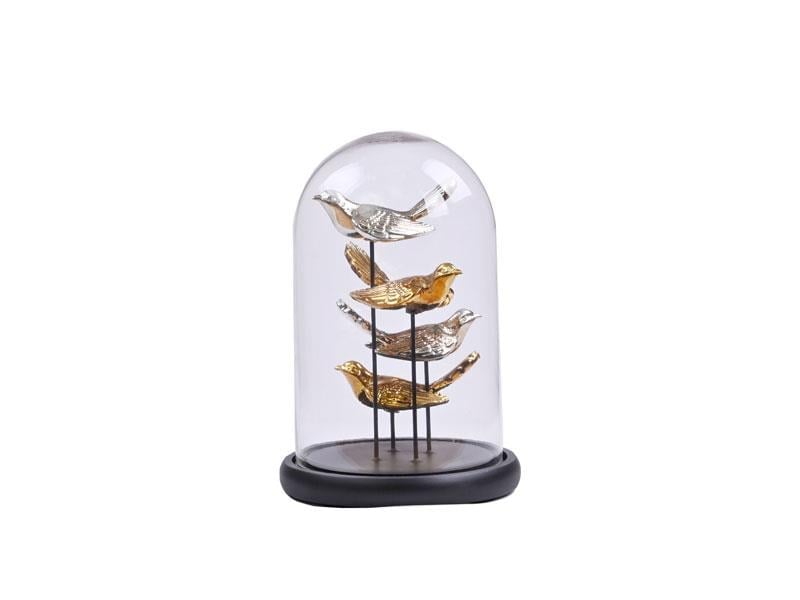 LMDR FLYING BIRDS IN FANUS GOLD SILVER SMALL 17,5X17,5X26CM