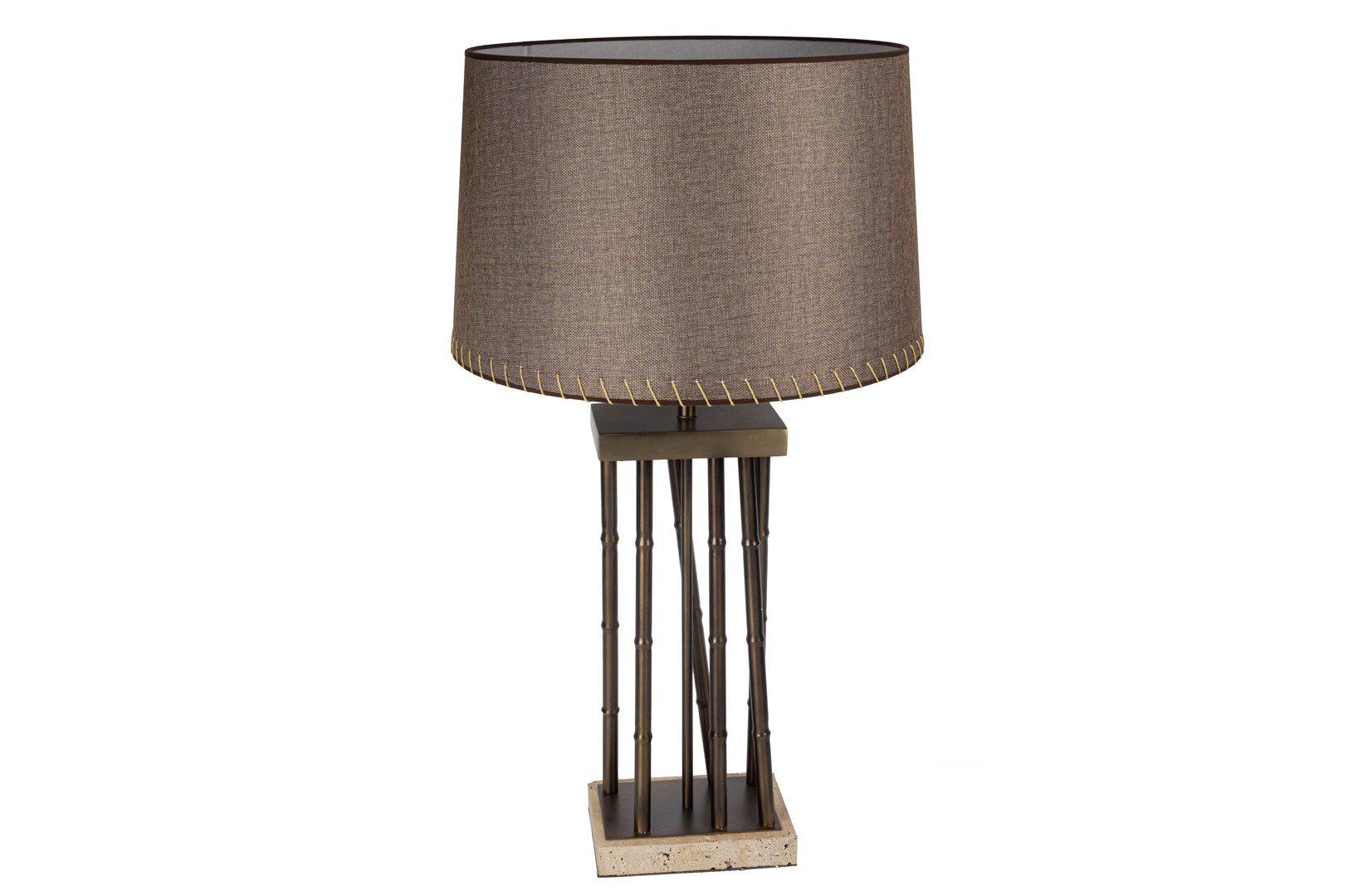 Mikasa Antik Bronz Ayaklı Kahverengi Abajur 45x92cm