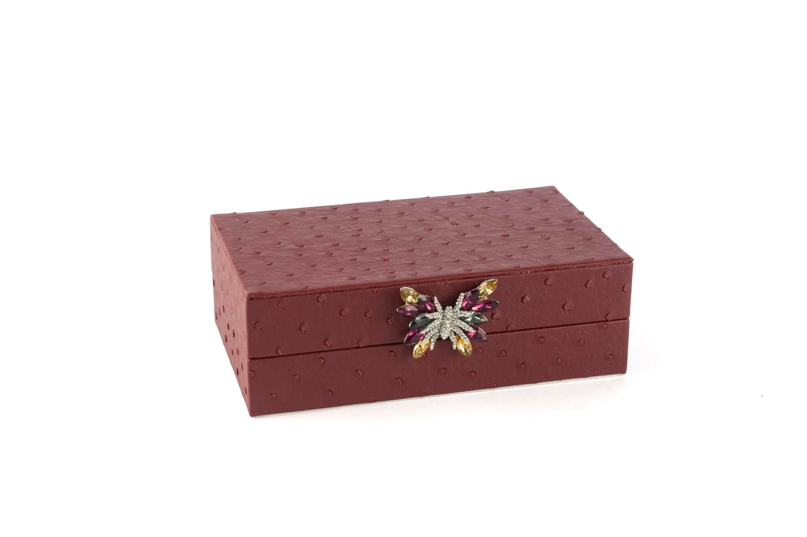 MİKASA BORDO KELEBEK KULPLU DERİ KUTU 20X12X7CM