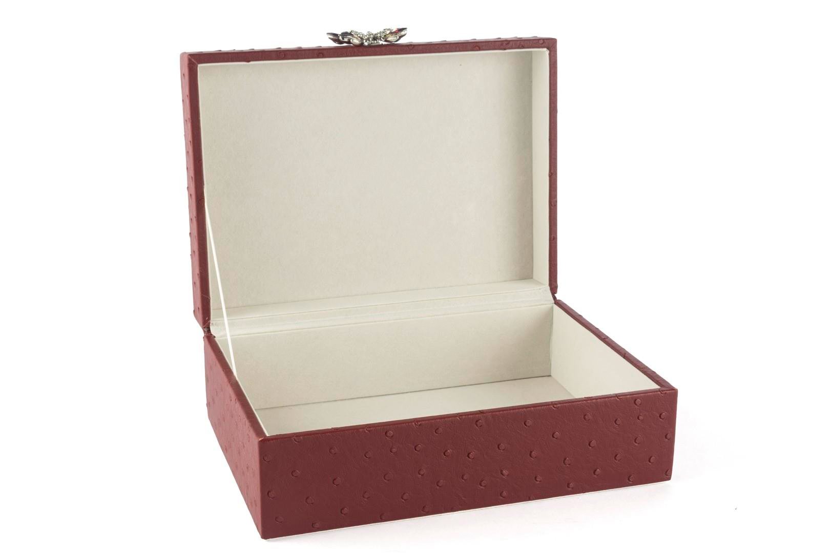 MİKASA BORDO KELEBEK KULPLU DERİ KUTU 25X18X9CM