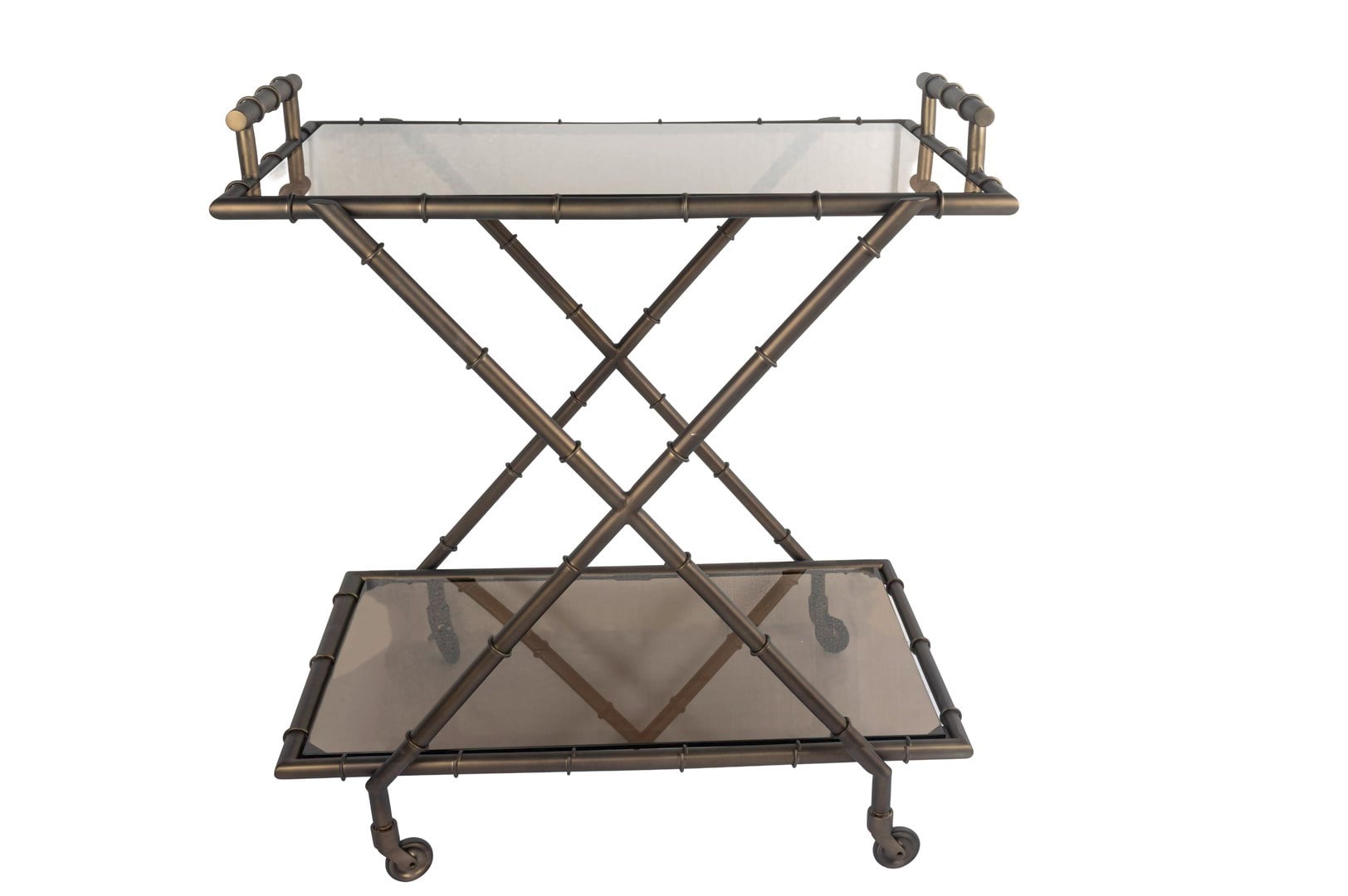 Mikasa Bronz Kahve Camlı Servis Arabası 80x54x87cm