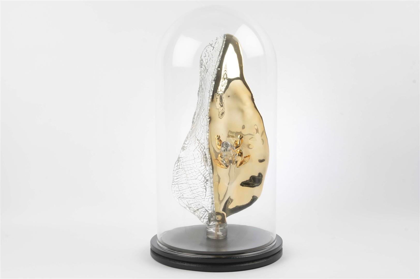 MİKASA GOLD KRİSTAL YAPRAK KURBAĞA FANUS 42X22 CM