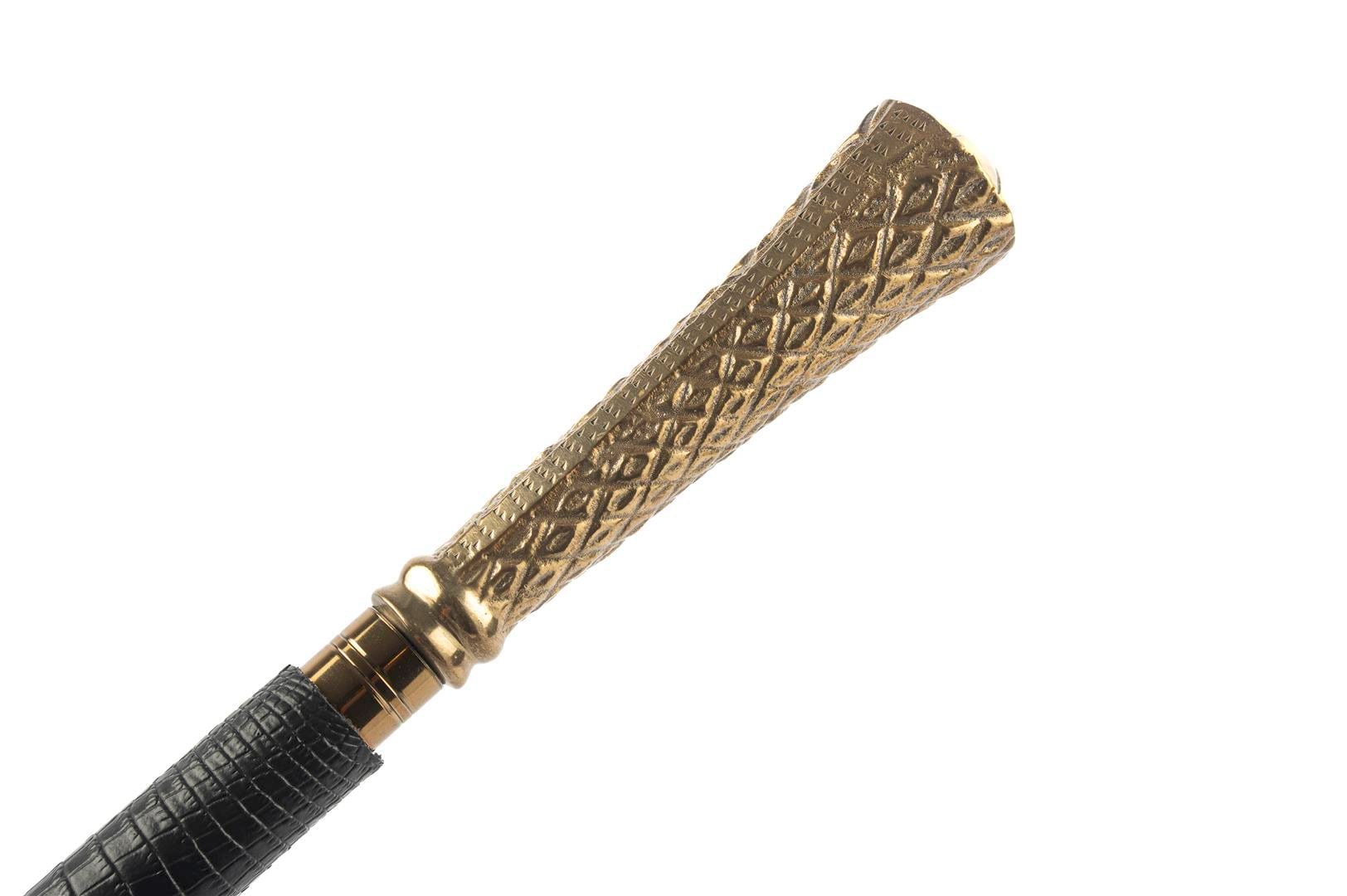 MİKASA GOLD METALLİ SİYAH DERİ KAPLI BASTON 98 CM