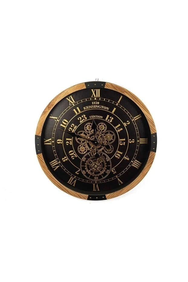 MİKASA Gold Siyah Ahşap Duvar Saati 64x8cm