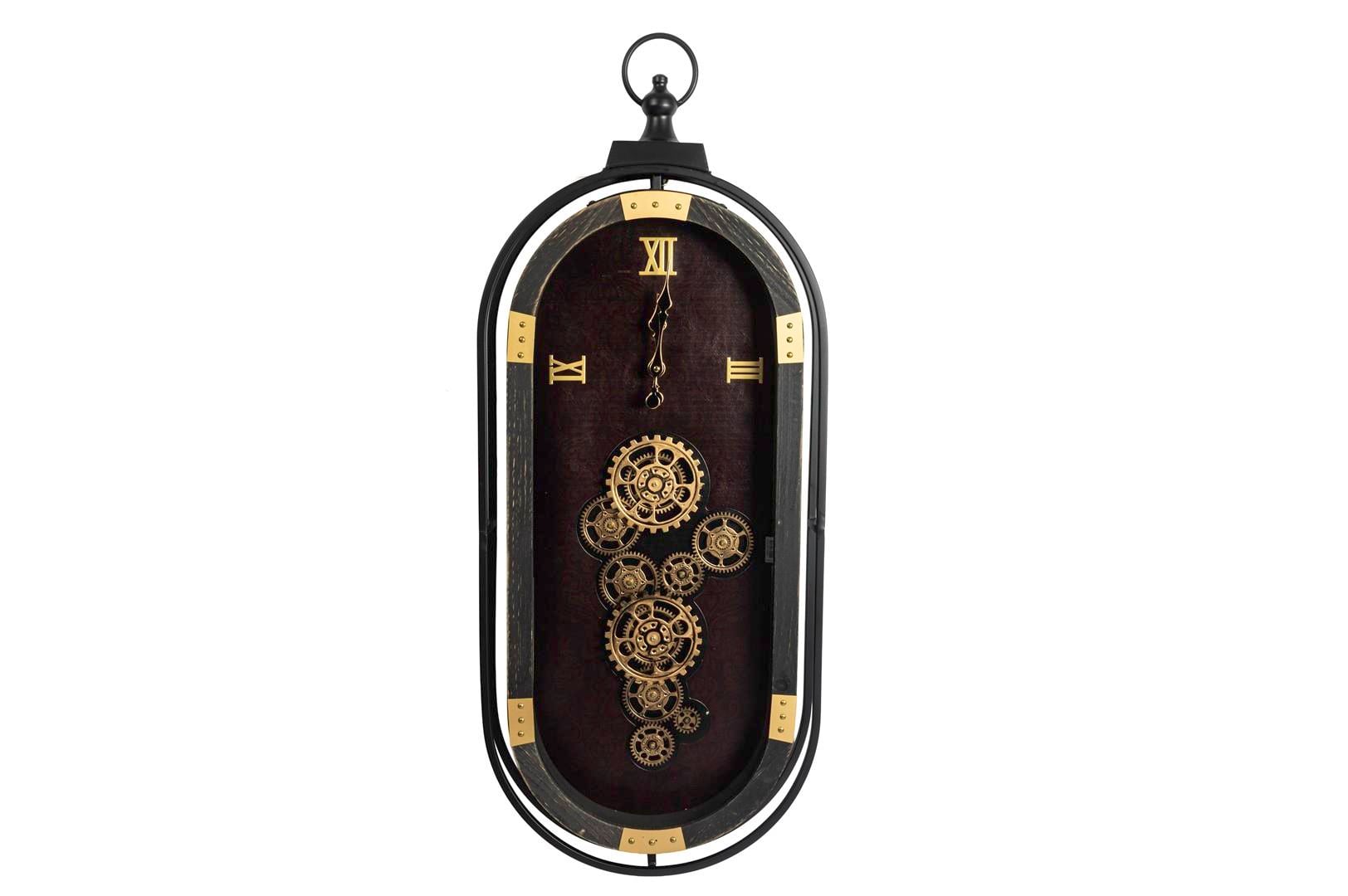 MİKASA GOLD SİYAH AHŞAP OVAL DUVAR SAATİ 41x102cm