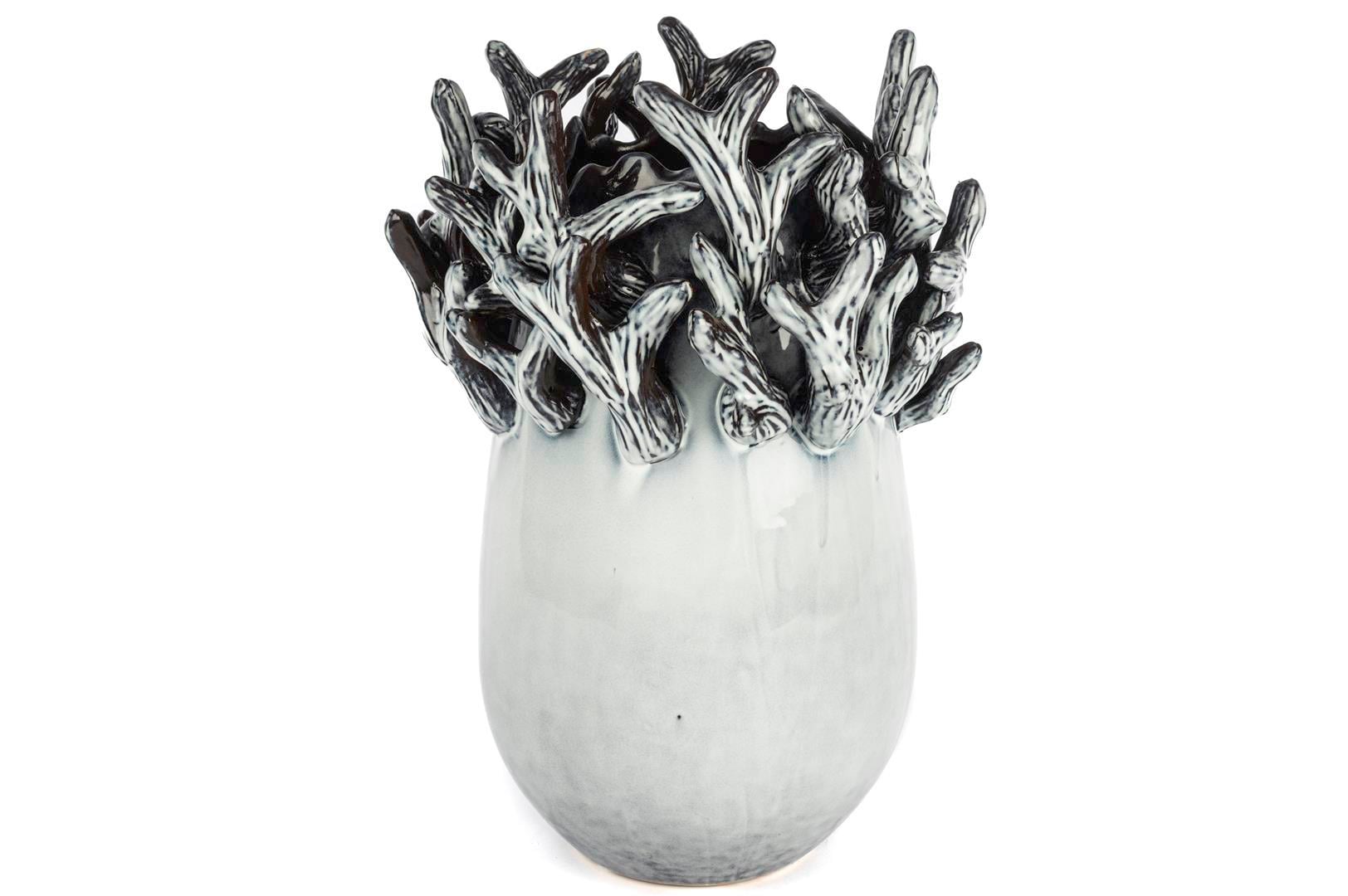 MİKASA Gri Mercanlı Seramik Vazo 26x37cm