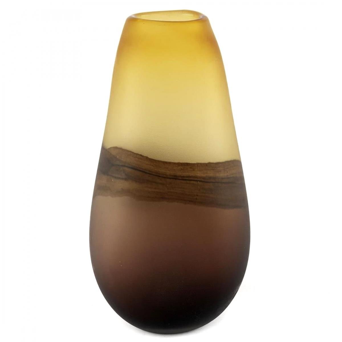 MİKASA Kahve Amber Buzlu Degrade Cam Vazo 20x15x38cm
