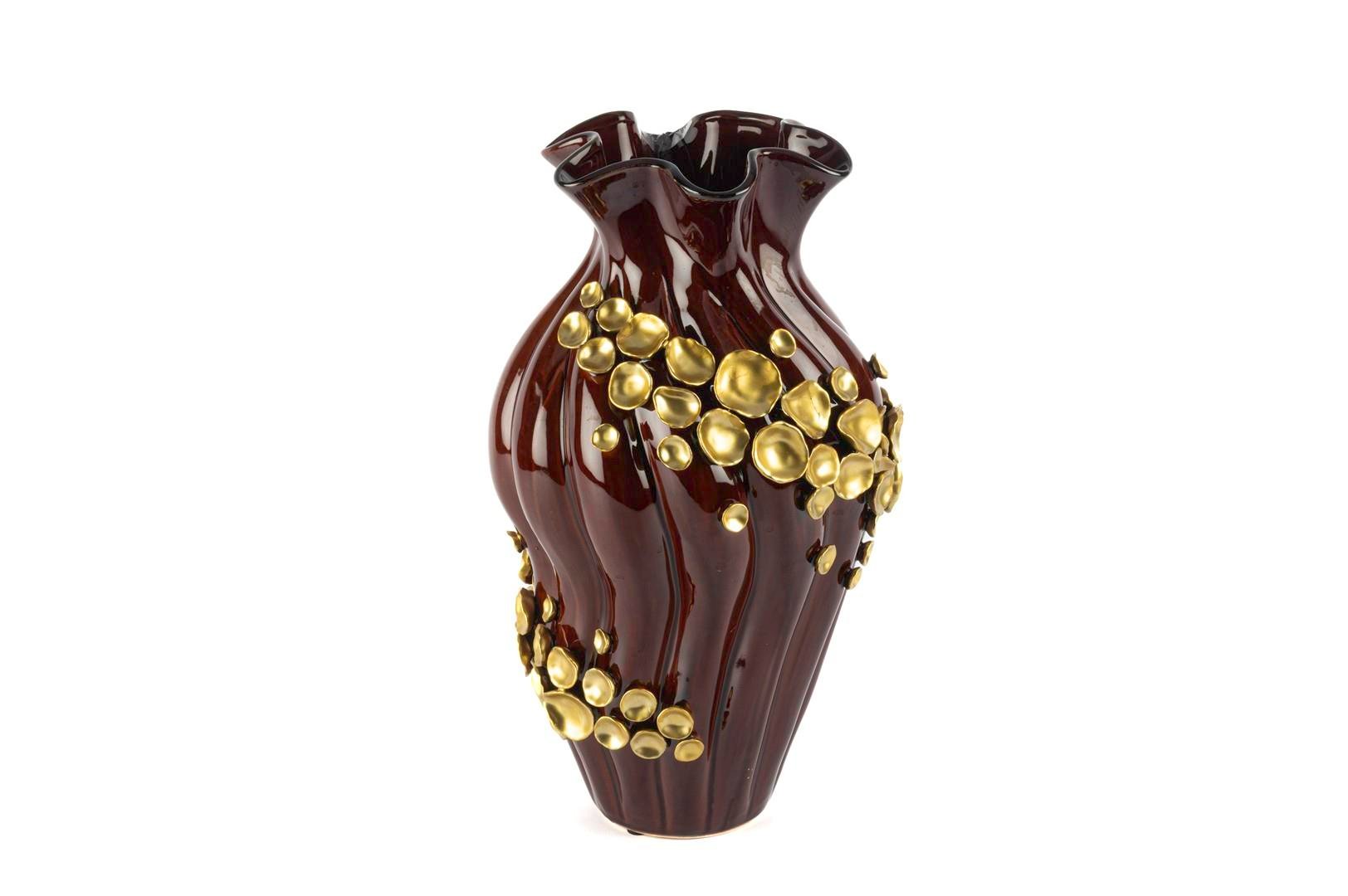MİKASA Kahve Gold Çiçek Kab Vazo 23x40cm