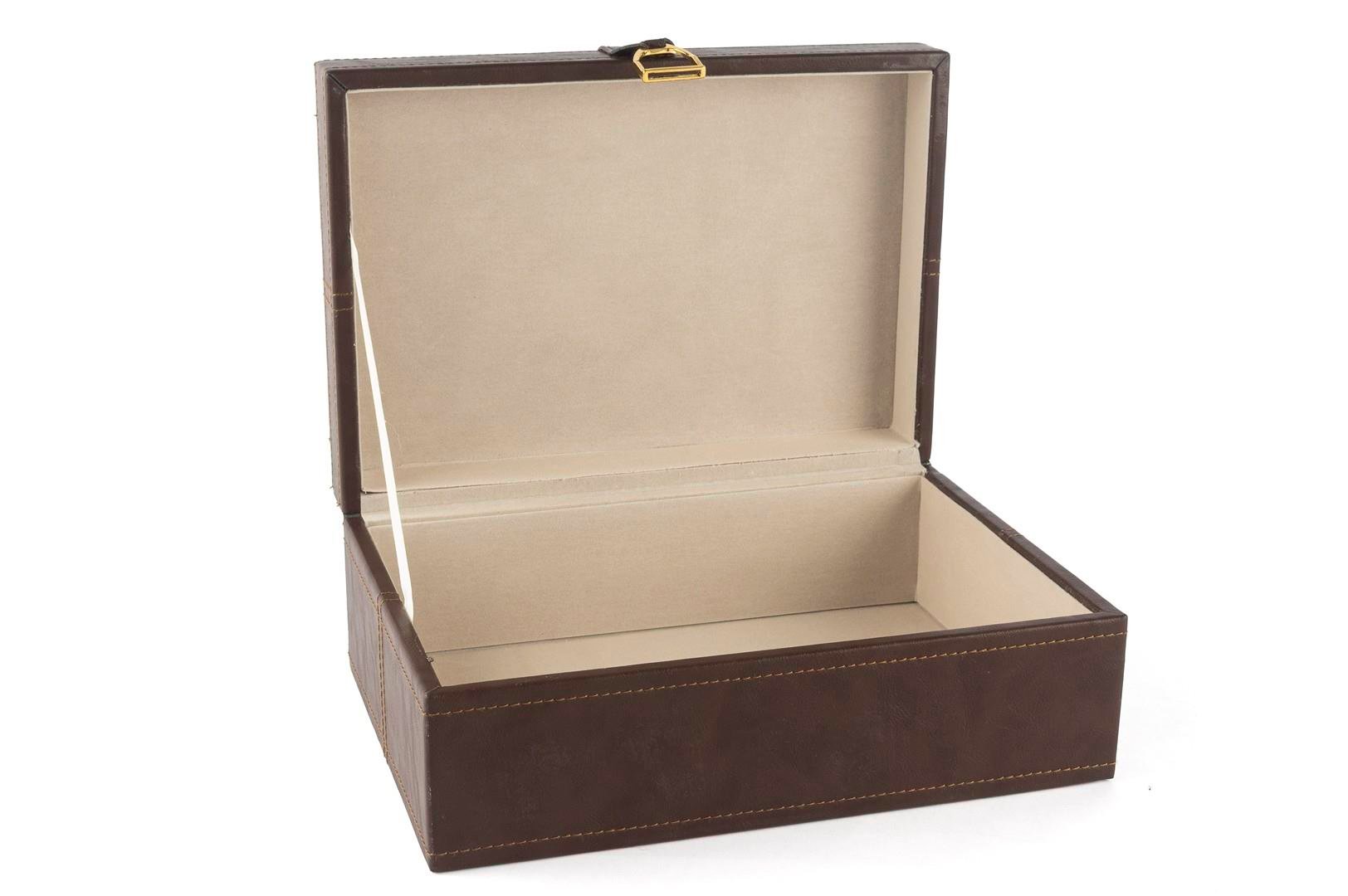 MİKASA KAHVE GOLD KULPLU DERİ KUTU 26X19X10 CM