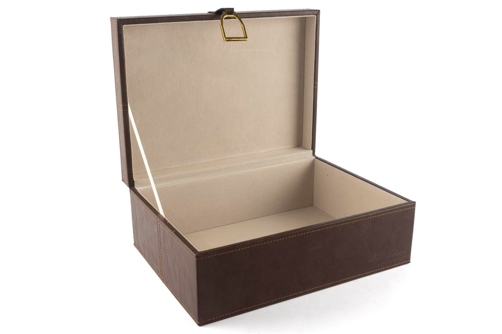 MİKASA KAHVE GOLD KULPLU DERİ KUTU 30X23X12 CM
