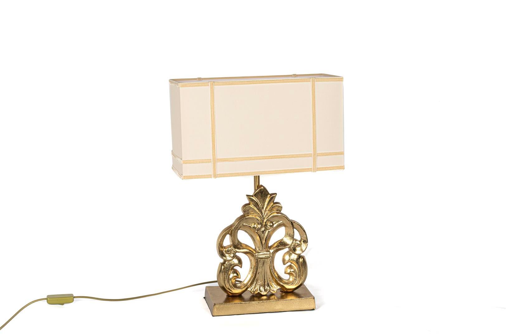 MİKASA Krem Şapkalı Fleur De Lys Gold Abajur 35x16x51cm
