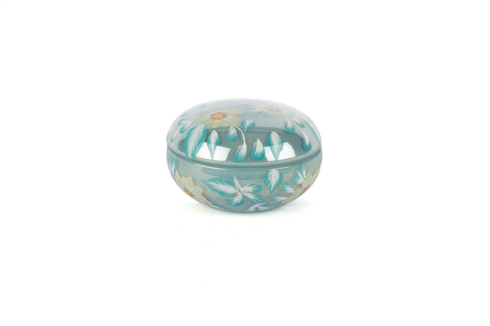 Mikasa Mavi Çiçek Cam Kapaklı Mum 13x9cm