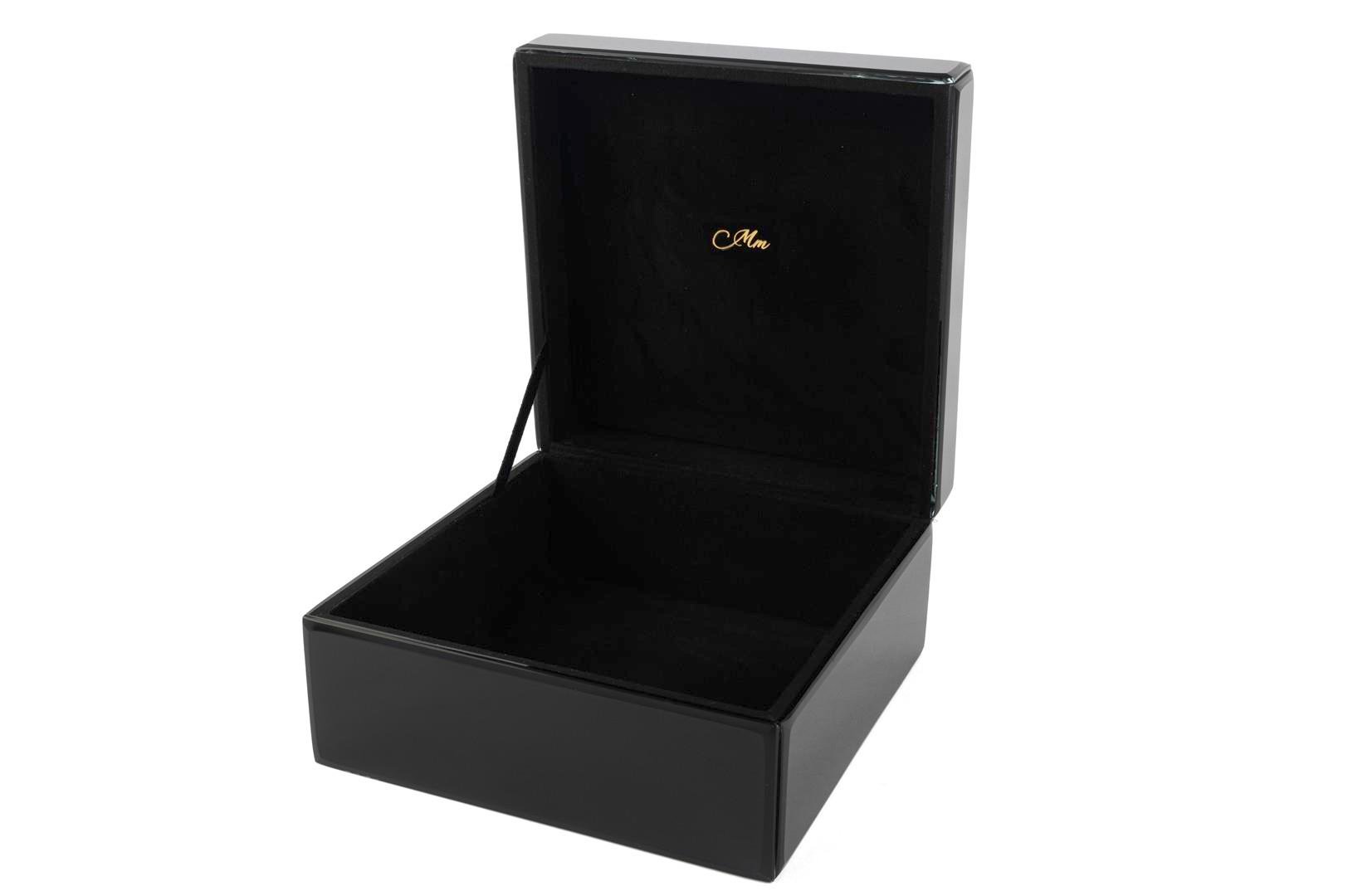 MİKASA MERMER DESENLİ SİYAH CAM KUTU 22X22 CM