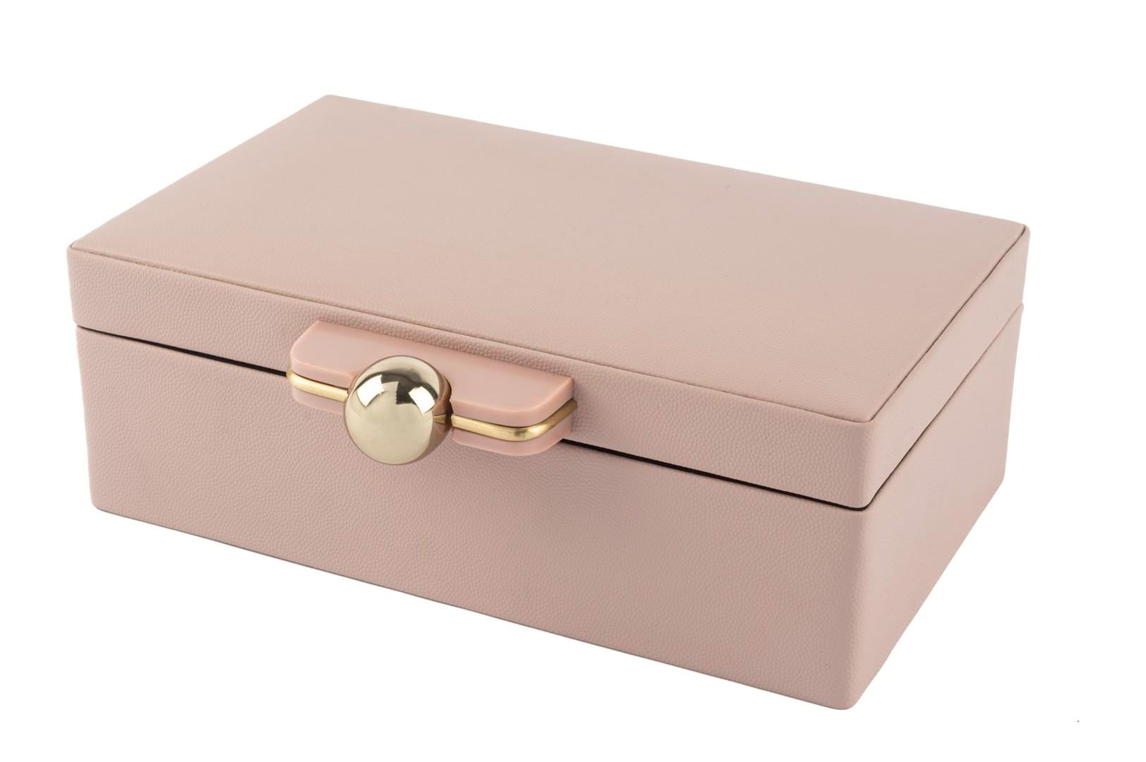 MİKASA REX PEMBE DERİ GOLD KULPLU KUTU 27X20 CM