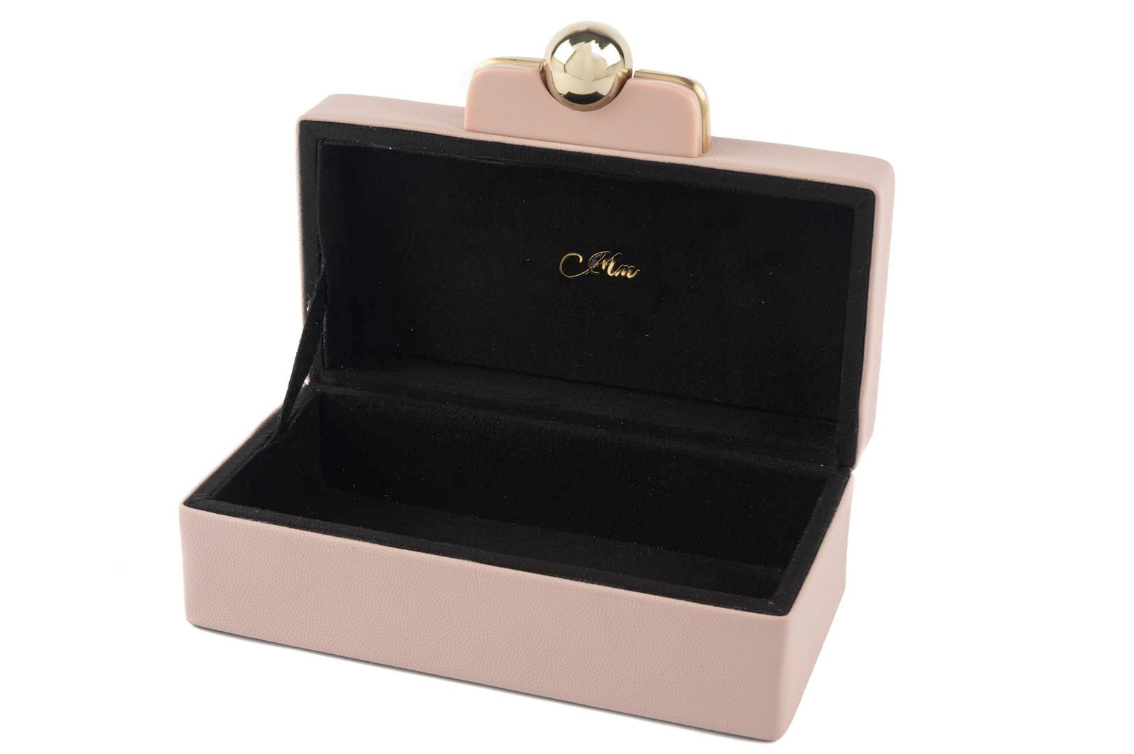 MİKASA REX PEMBE DERİ GOLD KULPLU KUTU 21X15 CM