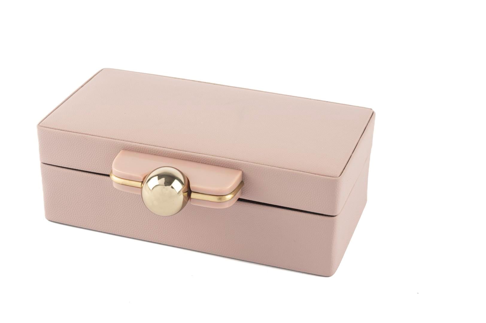 MİKASA REX PEMBE DERİ GOLD KULPLU KUTU 21X15 CM
