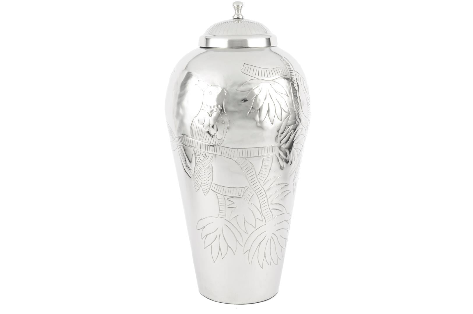 MİKASA Silver Kapaklı Metal Vazo 30x60cm