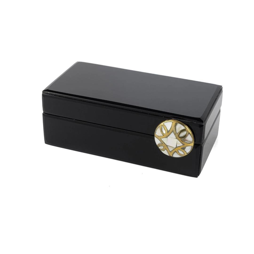 MİKASA Siyah sedefli Cam Kutu 21x12x8cm