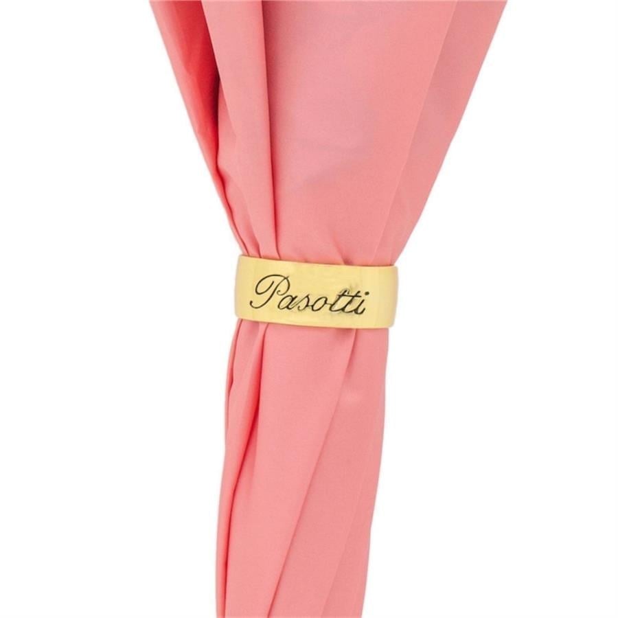Pasotti Pembe Çiçek Desenli Pirinç Saplı Şemsiye 93 Cm