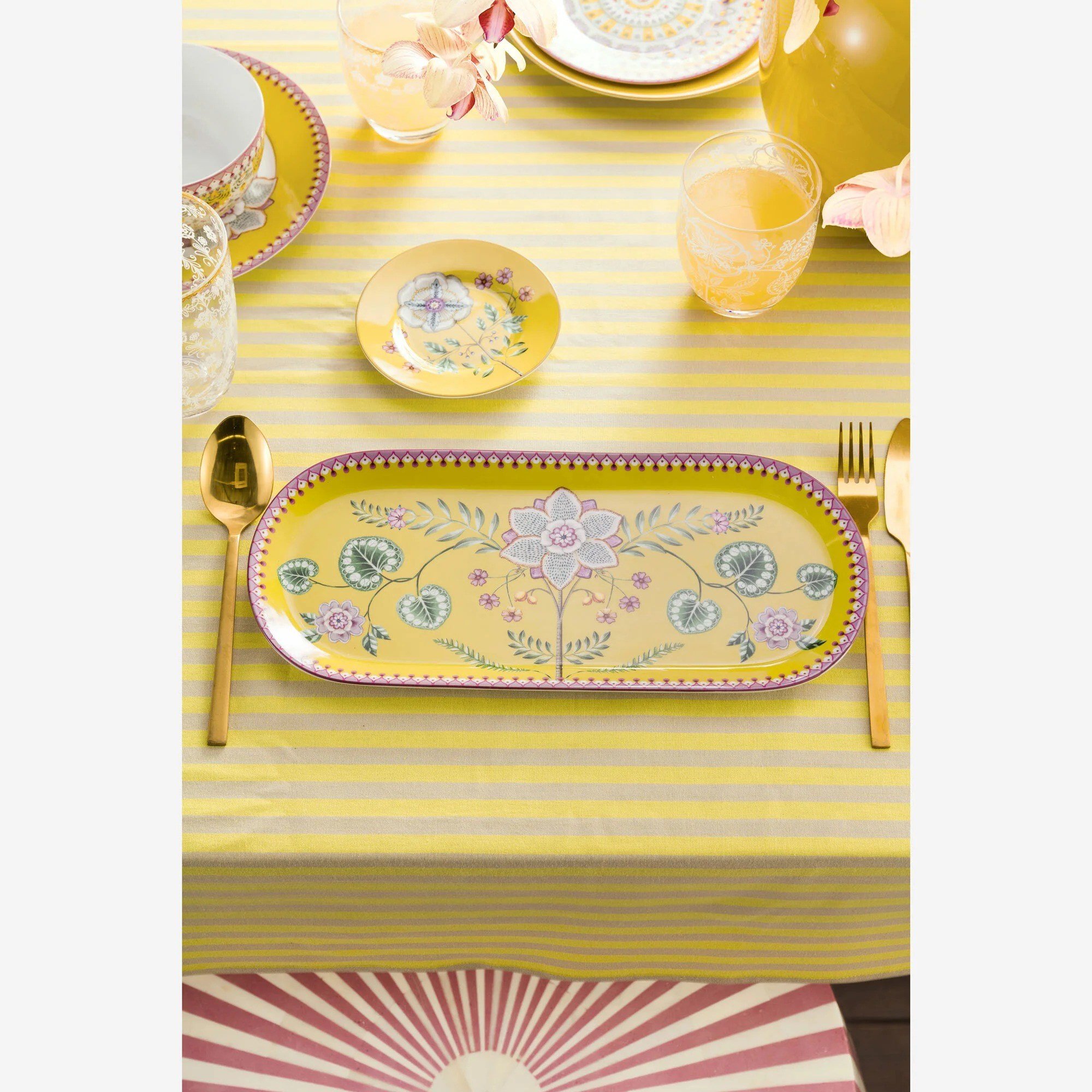 Pip Studio Lily & Lotus Sarı Porselen Servis Tabağı 33 Cm