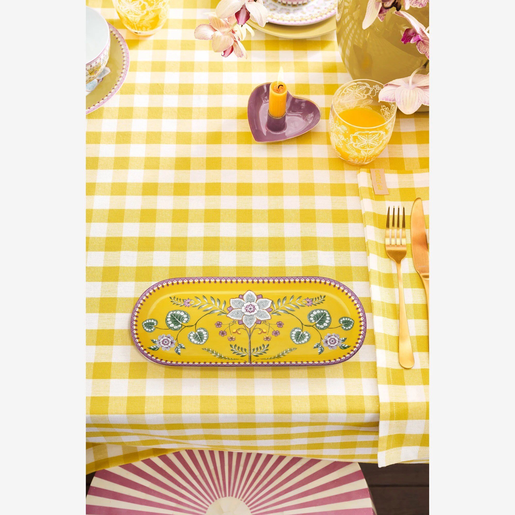 Pip Studio Lily & Lotus Sarı Porselen Servis Tabağı 33 Cm