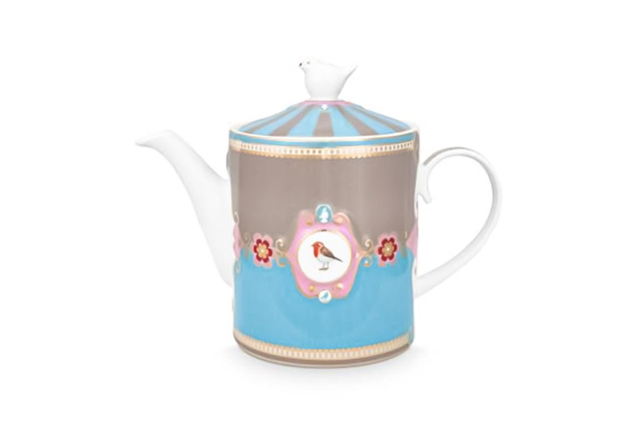 PIP STUDIO LOVE BİRDS MAVİ/HAKİ MADALYON DESENLİ DEMLİK 1,3 LT.
