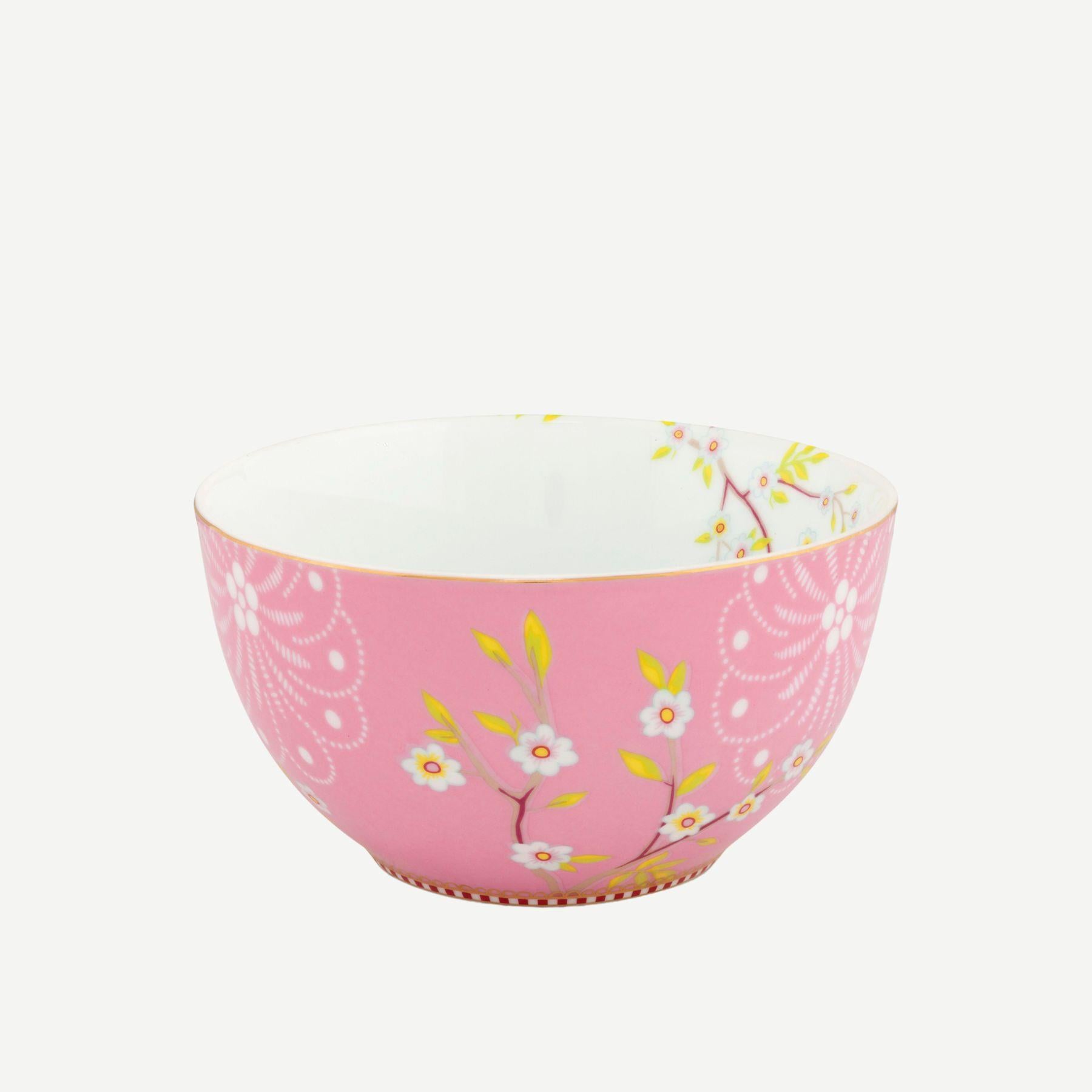 PIP STUDIO Pip Kuş Desenli pembe Kase 15 cm.