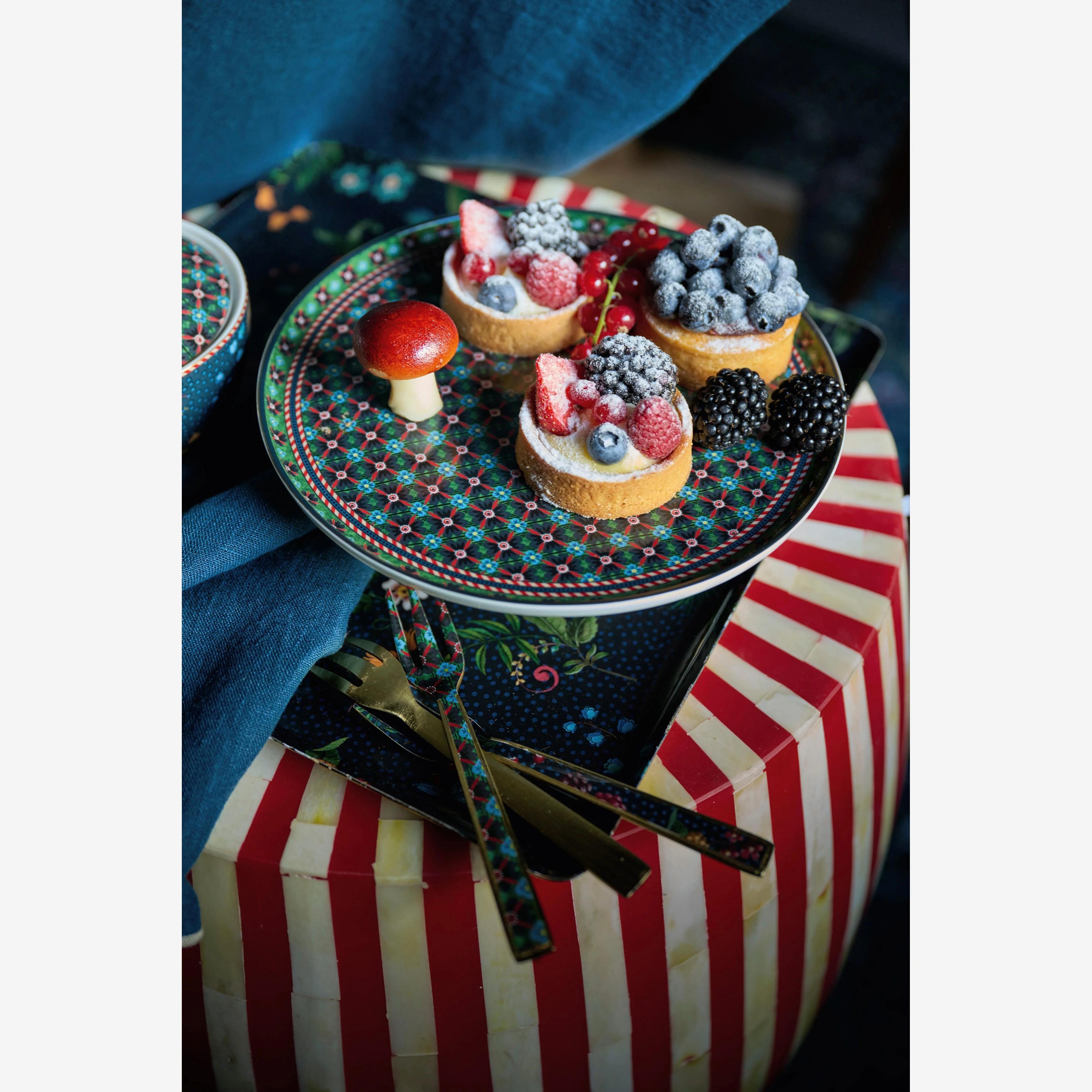 PIP STUDIO Yeşil Porselen Kek Standı 21 Cm Berry Blues