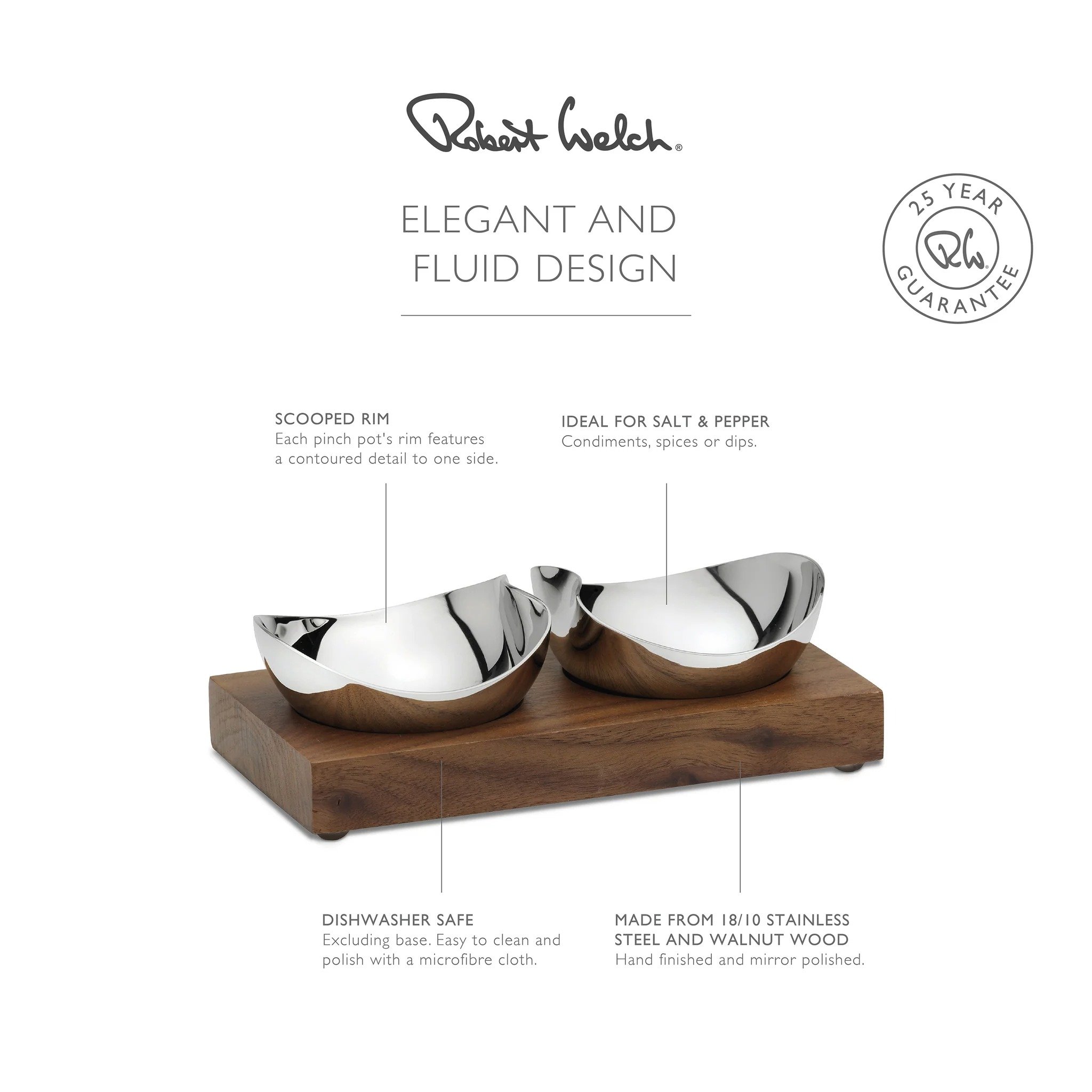 Robert Welch Drıft (br) V Pınch Pot Set 2p Wıth Walnut Base